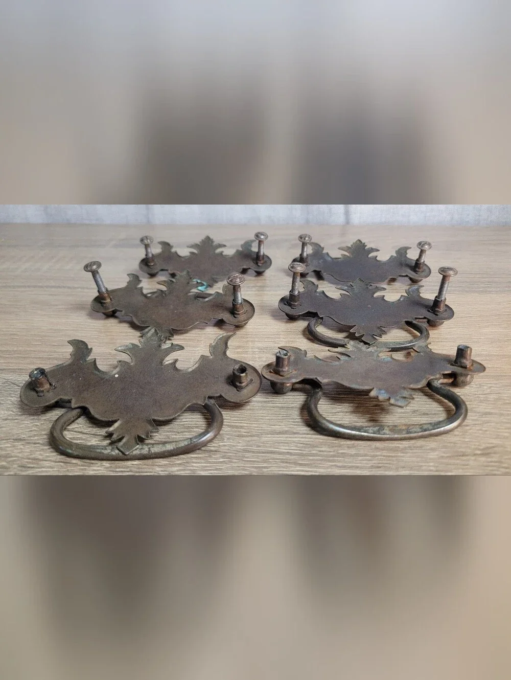 Antique Brass Drawer Pulls - Brown Patina (Set of 6)